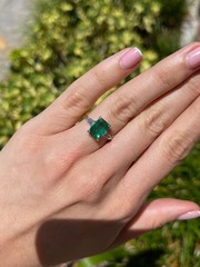 3.90 Ct Natural Emerald Art Deco Vintage Engagement Ring 14K Yellow Gold Over