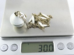 Gubelin Swiss White Guilloche Enamel Watch Necklace Sterling Silver WORKING 30g