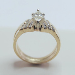 Vintage 14k Yellow Gold 23 Stone Diamond .62ctw Wedding Set Lady’s Ring Size 5