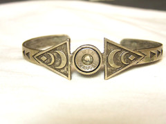 …Silver Tone, Crystal Winchester 9mm Luger Shell Design Cuff Bracelet…