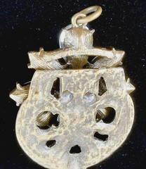 Victorian Inspired Gold Tone Filigree Crystal Rhinestone Oval Pendent No Chain