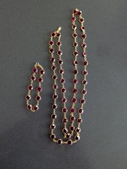 Swarovski Set Necklace Bracelet Bezel Set Red Crystal Swan Necklace R144