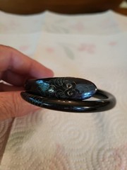 Antiqe Victorian buffalo carved enameled snake bracelet, estate