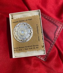 Vintage Mother of Pearl Pin, Hand Carved in Bethlehem