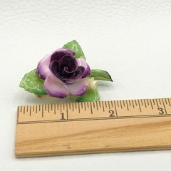 Cara China Porcelain Flower Brooch Purple Rose Staffordshire England Floral Pin