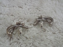 Silvertone Rhinestone Pierced Earrings (C6)