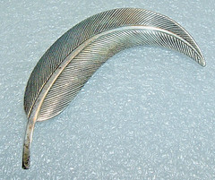Antique Vintage 1950-60s Maker Marked STERLING *Feather *Leaf PIN BROOCH *FINE