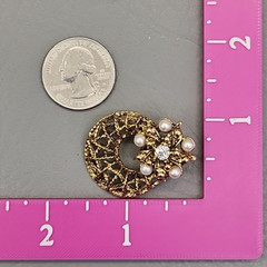 Vintage Hoop Earrings Wire Openwork Faux Pearls 1 3/8″
