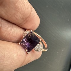 585 14K RG Stamped Rose Gold Indigo Crystal Floral Gem Size 7 Ring