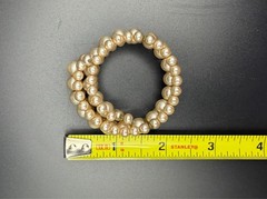 Vintage Multi Strand Faux Pearl Coil Bracelet Champagne Cream Unsigned MCM