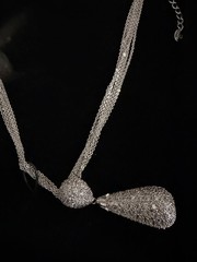 Suzanne Somers 2002 HSN Sterling Silver Multi-strand Clr CZ Large Drop Pendant
