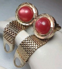3pc Vtg Swank signed Blue Rivoli Lucite Bullet Back Cufflinks Red & Textured Lot