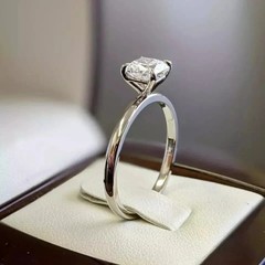 1.2Ct Cushion Cut Lab Created Diamond Solitaire Ring Engagement 14K Gold Finish