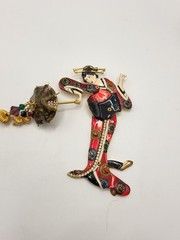 LUNCH AT THE RITZ Geisha Girl Pendant Brooch Hand Painted Fully Articulated