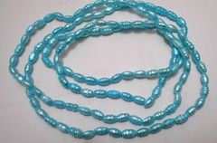 Vintage Blue Turquoise Freshwater Rice Pearl Necklace 35″