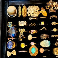 Lot of 90 Fashion Rings Mixed Sizes Statement Cocktail Rhinestone Reseller