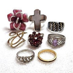 8 Pc Rings Lot Size 8.75 – 9.75 1 Avon Mixed Variety Statement Band Cocktail