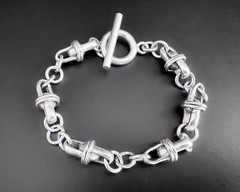 30g Sterling Silver Vtg Chunky Heavy Unusual Bar Link Modernist Bracelet