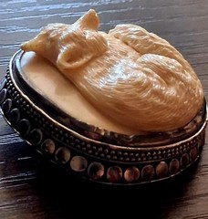 Vintage 925 Sterling Silver Hand Carved Bone Cameo Brooch Pendant Set Fox Bird