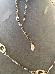 VTG Guess Designer Fashion Necklace Letter G Stations Silver Tone Metal Alloy