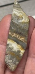 Agate Brooch Natural Stone Glossy Cream Gray Brown Tones 2 Inch