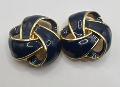 Vintage Les Bernard Vc Gold Email Tone Clip On Earrings