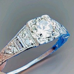 Original EARTH MINED DIAMOND ART Deco Engagement Ring 1 CARAT PLATINUM Solitaire