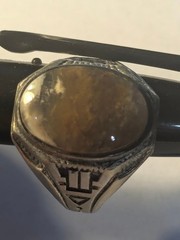 Vintage Clark & Coombs Sterling Silver Art Deco Men’s Signet Agate Ring