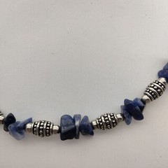 Sodalite Blue Genuine Stone Bead Necklace 18″ Vintage Estate Boho Chic Healing