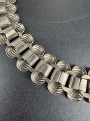 Vintage Brutalist Silver Tone Spiral Statement Necklace Modernist Chunky 15.5″