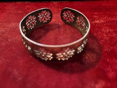 Vintage Copper Bangle Cuff Bracelet With Hearts 3/4” Wide