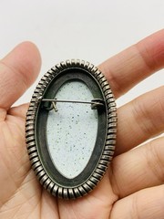 Vintage Silver Tone Russian Finift Hand Painted Porcelain The Snow Maiden Brooch
