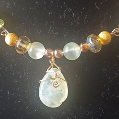 Green Adventurine Gold Wrapped Pendant With Adventurine Gold Necklace Set