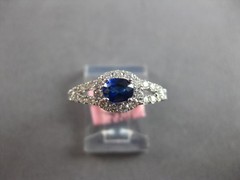 ESTATE .99CT DIAMOND & AAA SAPPHIRE 14KT WHITE GOLD 3D CLASSIC HALO LOVE RING