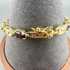 Vintage Tennis Bracelet Sterling Silver Vermeil Multi Gemstone Oval Cut