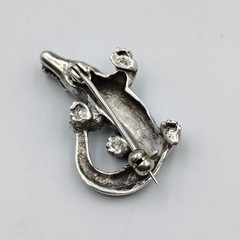 Vintage Sterling Silver 925 Marcasite Lab Ruby Alligator/Crocodile Brooch Pin