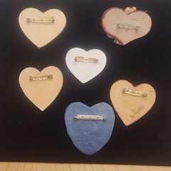 Vintage Heart Brooch Lot Mixed Materials And Styles