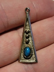 Arthur Pepper Pendant Signed ART Turquoise Silver Aztec Native Jewelry Vintage