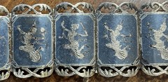 Vintage Siam Niello Sterling Silver Panel Bracelet Thailand 42 Grams