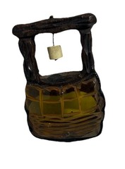 VTG Wishing Well Brooch Hand Carved Solid Wood With Hanging Bucket lucite Bricks