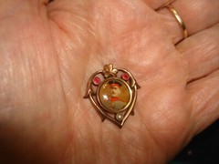 Antique Metal Heart Stone Painted Miniature Soldier Waterproof Talisman Pendant