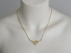 Necklace Collier Double Gold Tone Gold Plated Clear Stone 5.8 G/Approx. 49 Cm