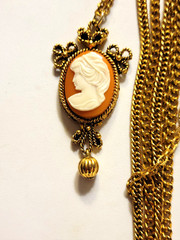 Vintage LJM Cameo Layered Long Necklace