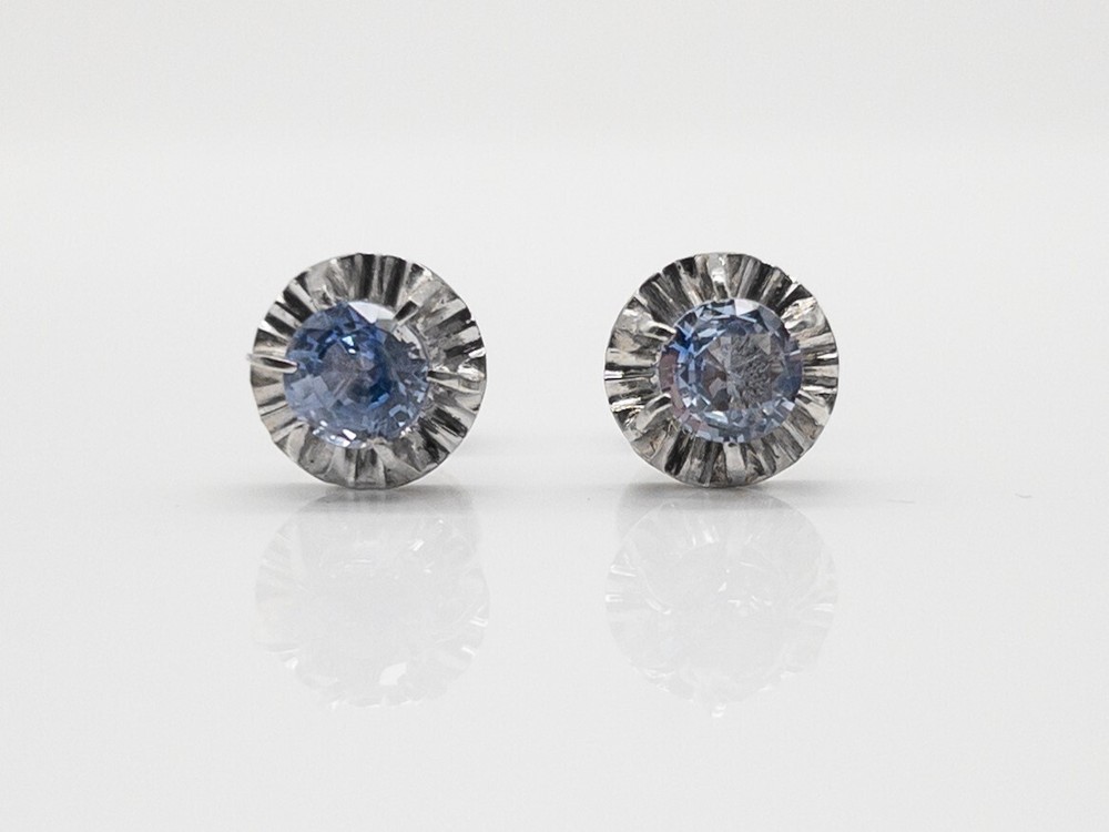 Antique 1920s $4000 1.50ct Ceylon Blue Sapphire Platinum Screwback Earrings