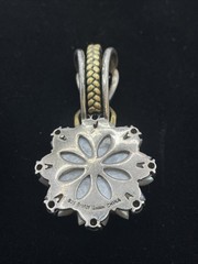 Echo of the Dreamer Moon Flower Ring Pendant MOP Amethyst Topaz Sterling Sz 9.75