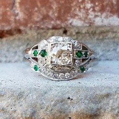 2Ct Art Deco Vintage Style Lab Created Diamond Engagement Ring Set 14K Gold Over