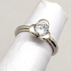 Vintage Elegant RING Silver 925 with Bright Stone -size: 6.5US (16.7mm)| UA #126