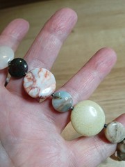 vintage Necklace Semi Precious Stone Agate Flat Beaded