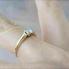Art Deco 1.30Ct White Diamond Antique Vintage Engagement Ring 14K Yellow Gold FN
