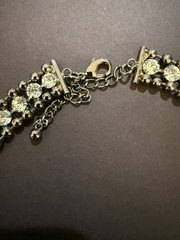 Vintage Rhinestone Statement Necklace GunmetalTwist Knot Crystal Bib Jewelry